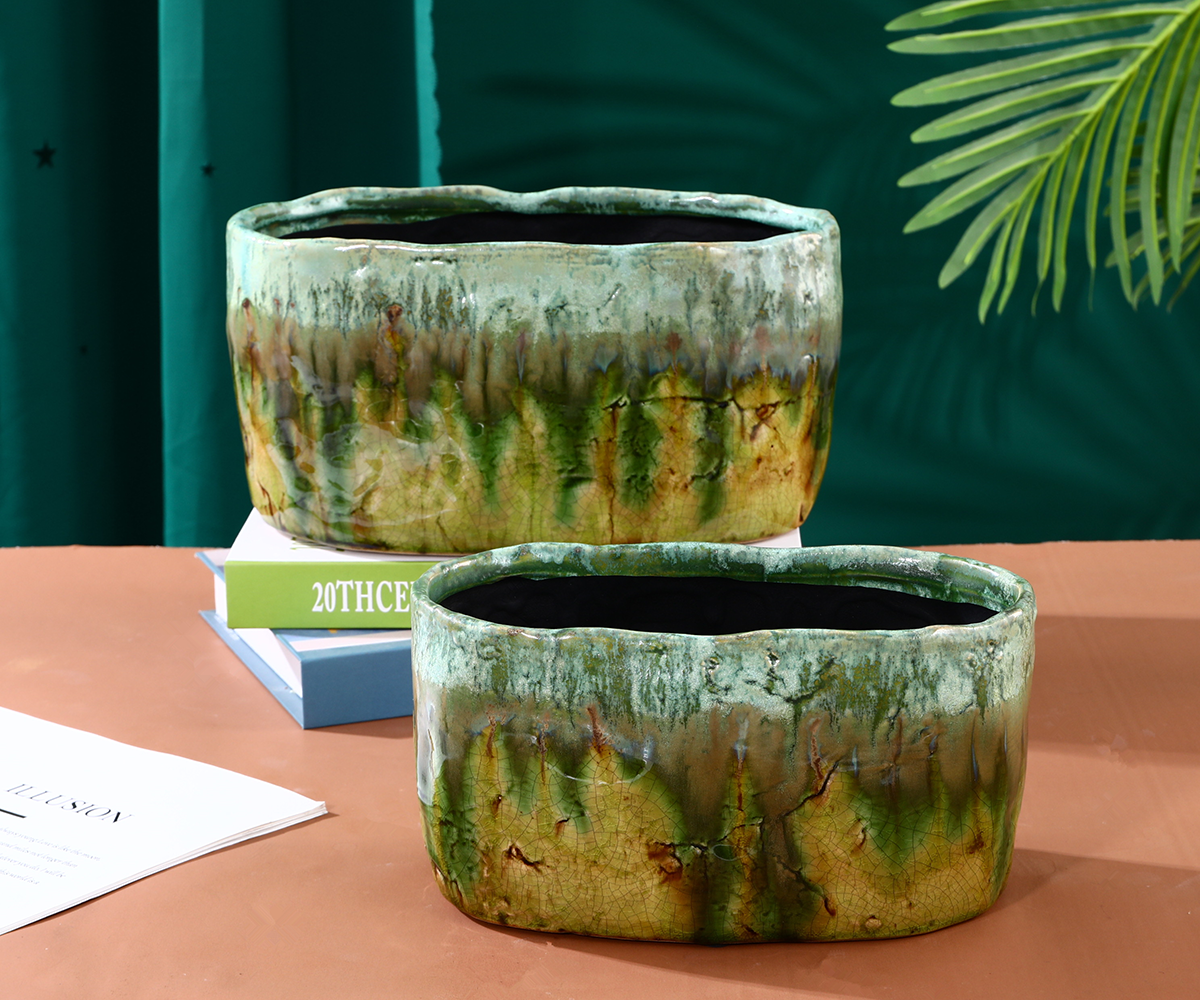 Pot Bunga & Vas Keramik Kaca Antik, Dekorasi Omah