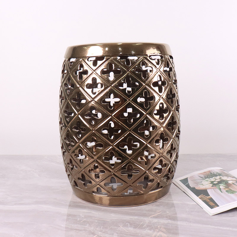 Electroplate Series Home & Garden Decoration Ceramics Stool (3)