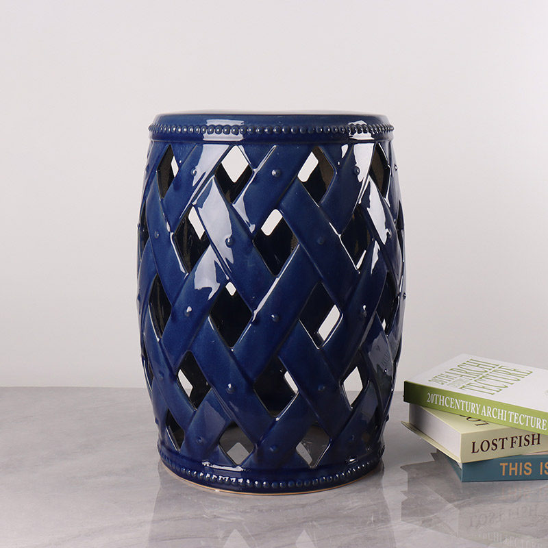 Hollow Out Design Dekorasyon Reactive Glaze Ceramics Stool (4)