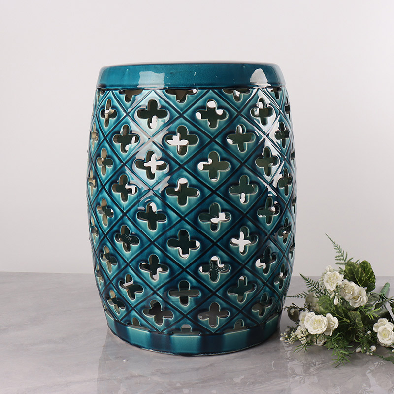 Современный полый дизайн для дома и сада, роскошный керамический табурет с украшением (4)