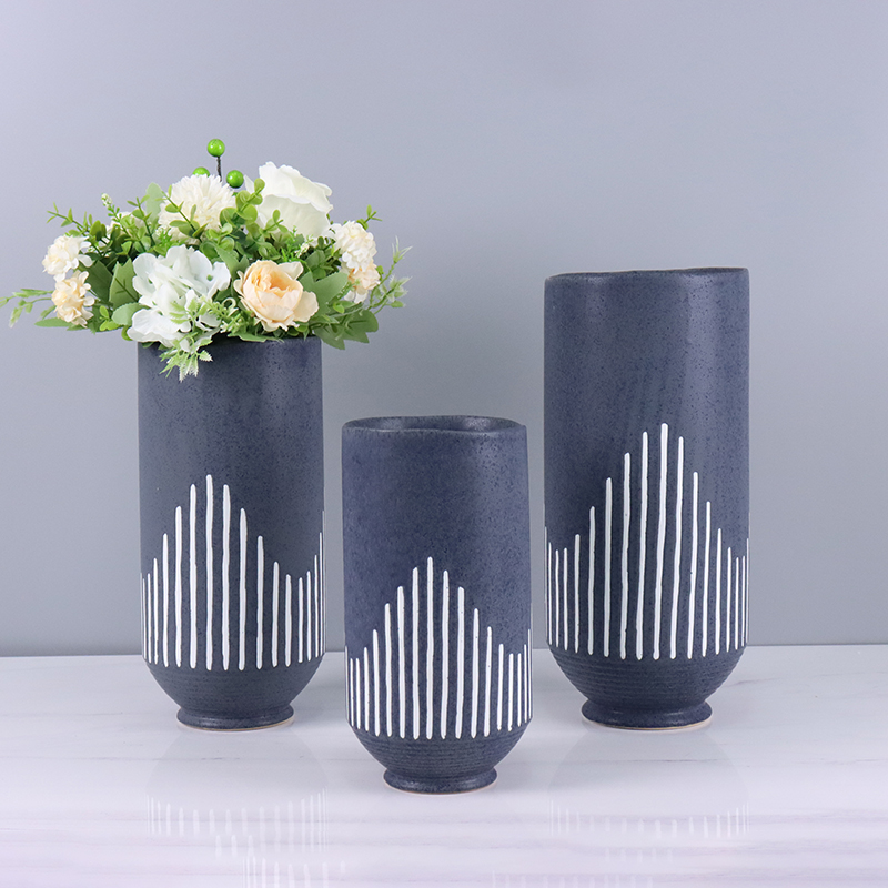 Beul neo-riaghailteach Matte Matte Dorcha Grey Ceramic Flowerpot Vase (4)