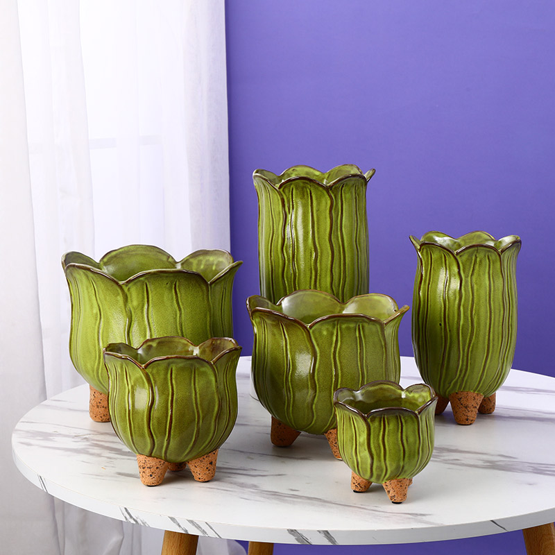 Bentuk Bunga Teratai Dekorasi Dalam dan Luar Ruangan, Pot Bunga & Vas Keramik (1)