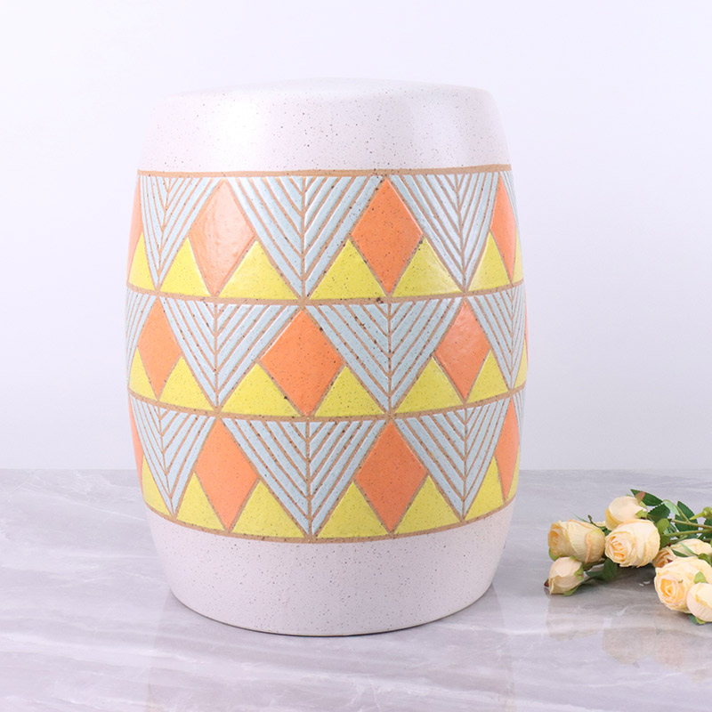 Decoración del hogar moderna con el patrón geométrico del taburete de cerámica (2)