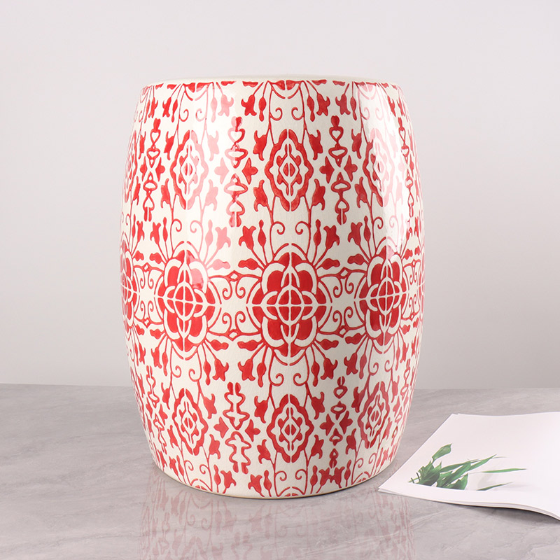 Unique Decal Design Outdoor Indoor Crackle Glaze Ceramics Stool (2)