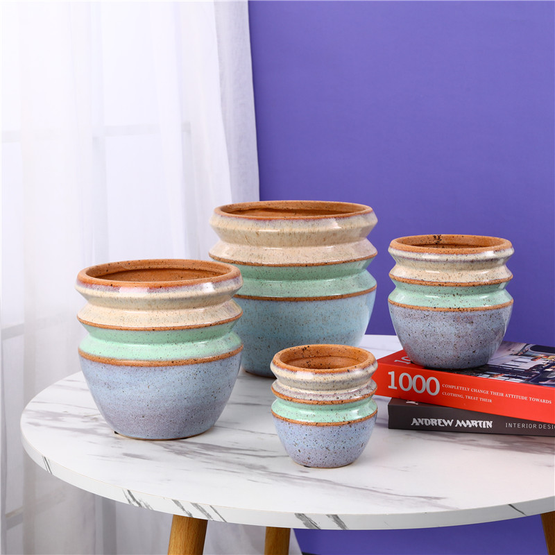 Natatanging Hugis Multi-kulay na Estilo Handmade Glazed Ceramic Flowerpot at Vase 5