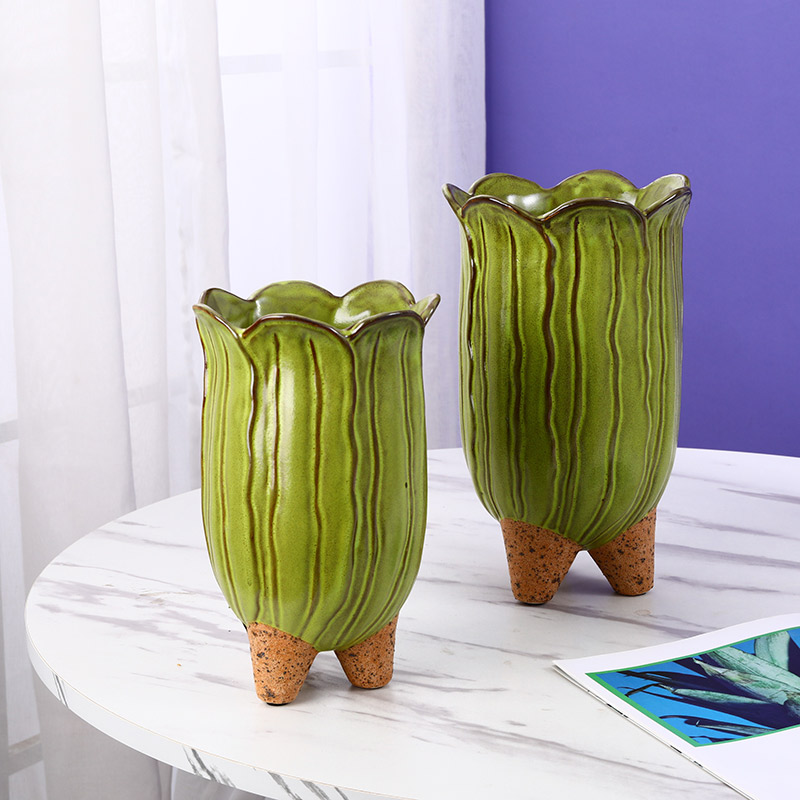 Lotus Flowers Shape Indoor and Outdoor Decoration, Ceramic Flowerpot & Vase (3)